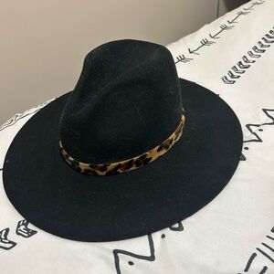 Black Western Hat with Leopard Band CC
